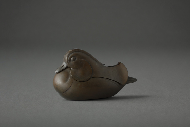 Cast Bronze Incense Burner in the Form of a Mandarin Duck