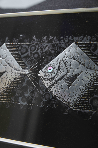 Laqcuer painting 'two fish' 