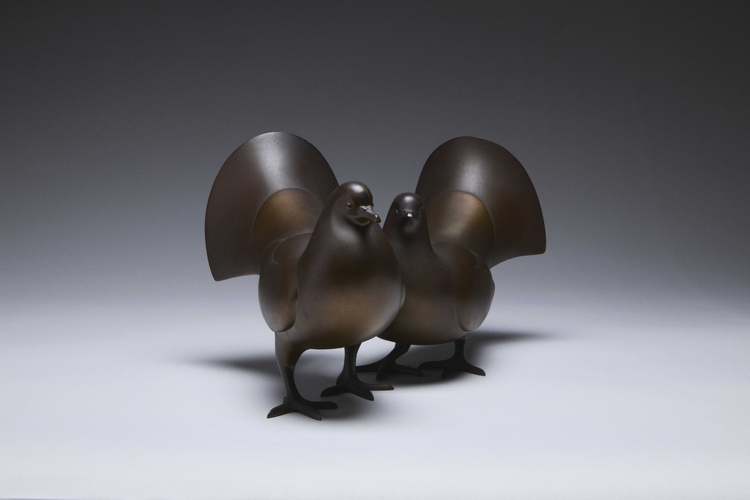 Bronze Pigeons by Inoue Tanshō (active 1920's)