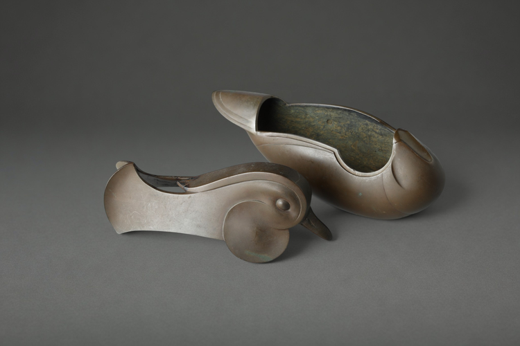 Cast Bronze Incense Burner in the Form of a Mandarin Duck