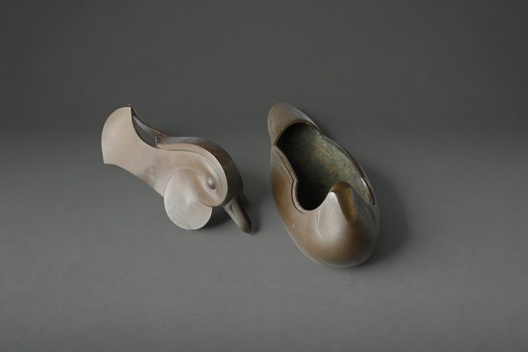 Cast Bronze Incense Burner in the Form of a Mandarin Duck