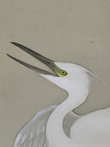 Hanging Scroll of a White Egret on Bamboo