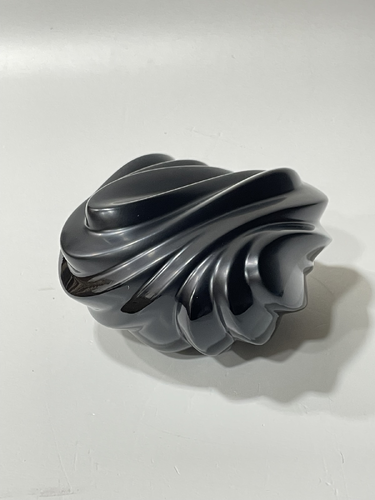 Black Lacquer Object with Channelled Form 