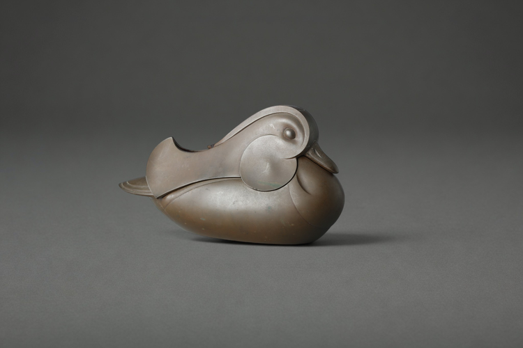 Cast Bronze Incense Burner in the Form of a Mandarin Duck