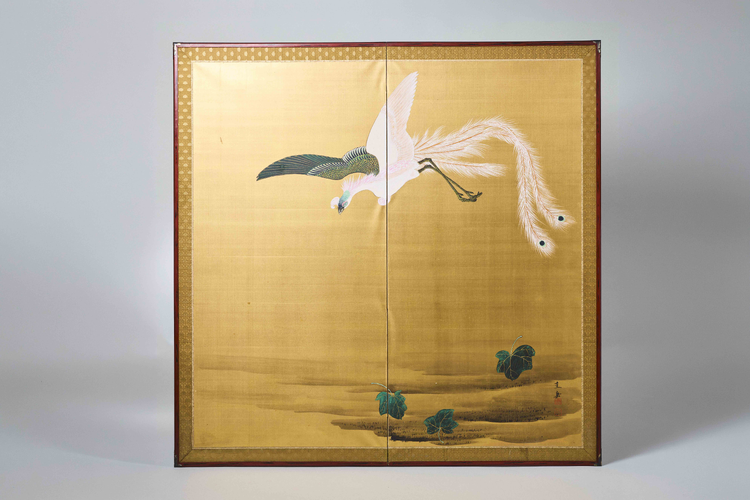 Two-Panel Folding Screen with Phoenix