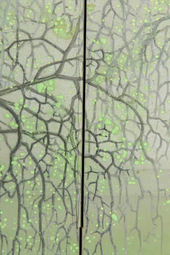 Two-Panel Screen with Tea Picking at Uji Japan
