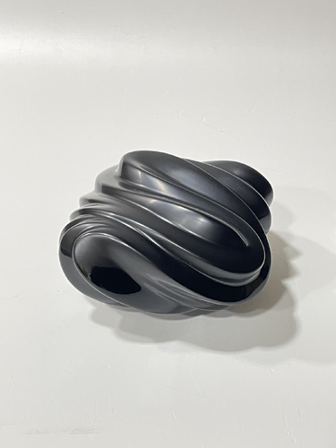 Black Lacquer Object with Channelled Form 