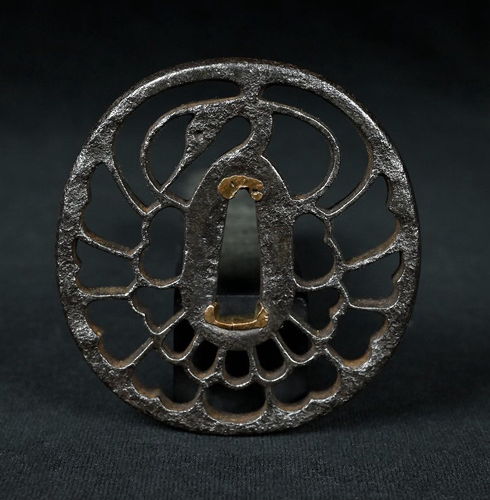 Kyo-sukashi Tsuba Crane 