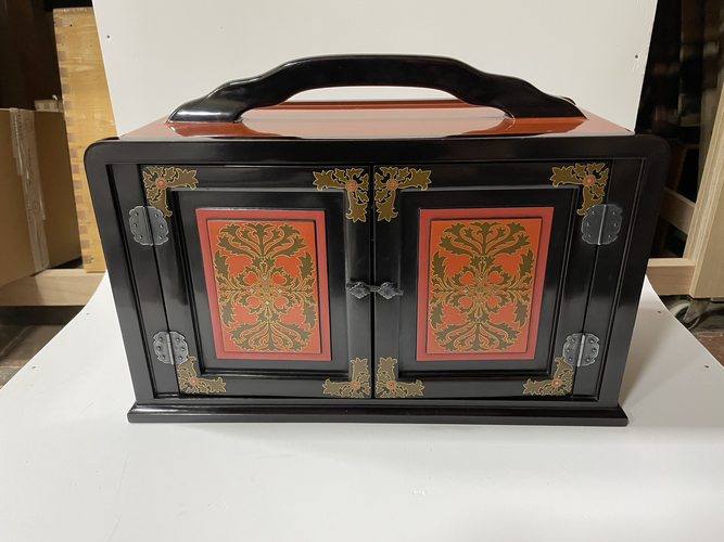 Portable Cabinet with Hosoge-Inspired Floral Design