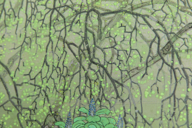 Two-Panel Screen with Tea Picking at Uji Japan