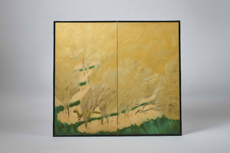 Two fold screen with weezel