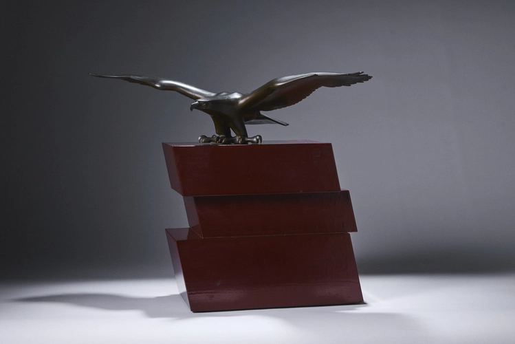 Bronze Okimono of an Eagle on a Rock 