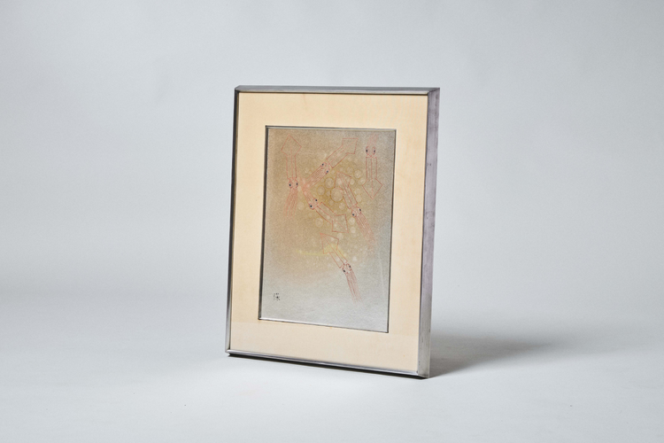 Silver Lacquer Painting 'Squids' 