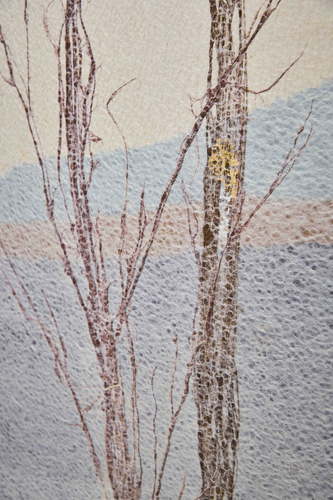 Two-Panel Folding Screen with Bare Trees and Distant Hills 