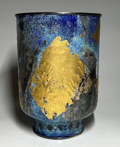Shippo Vase with Gold Foil Lozenges