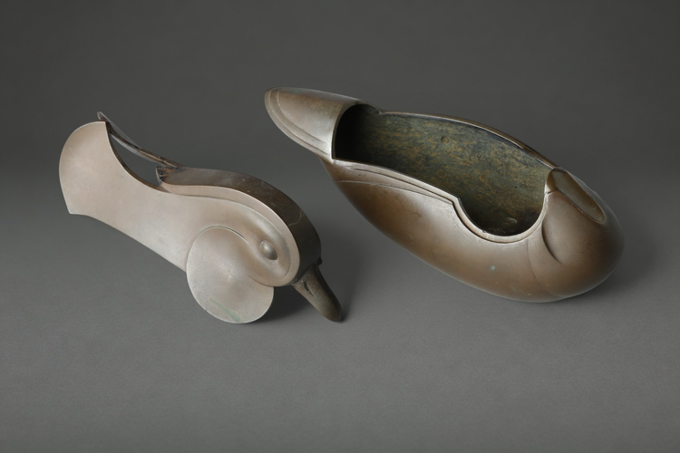 Cast Bronze Incense Burner in the Form of a Mandarin Duck