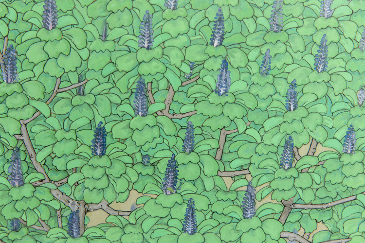 Two-Panel Screen with Tea Picking at Uji Japan