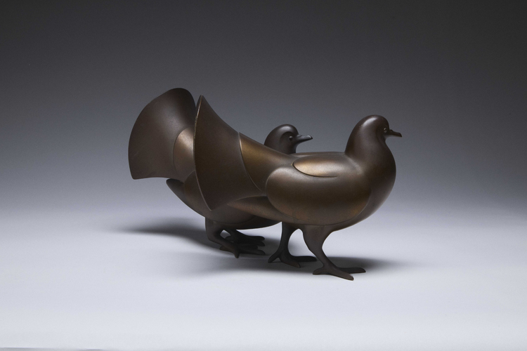 Bronze Pigeons by Inoue Tanshō (active 1920's)