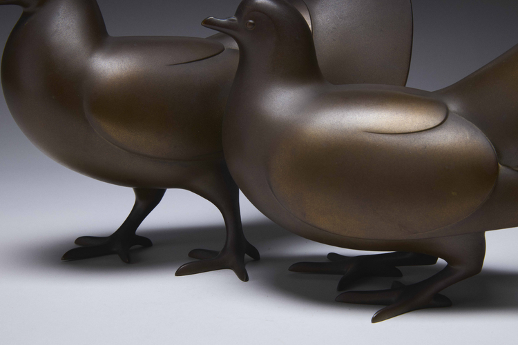 Bronze Pigeons by Inoue Tanshō (active 1920's)
