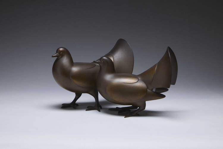 Bronze Pigeons by Inoue Tanshō (active 1920's)