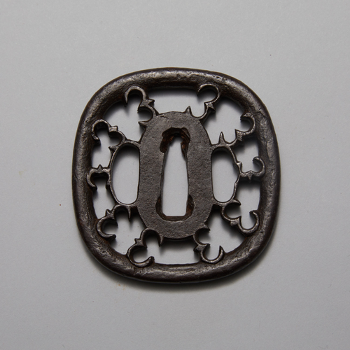 Square Iron  Sukashi Tsuba 'wild Geese'