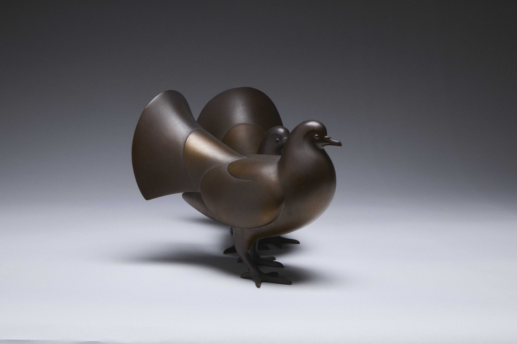 Bronze Pigeons by Inoue Tanshō (active 1920's)