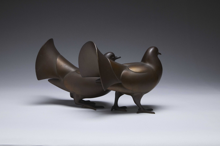 Bronze Pigeons by Inoue Tanshō (active 1920's)