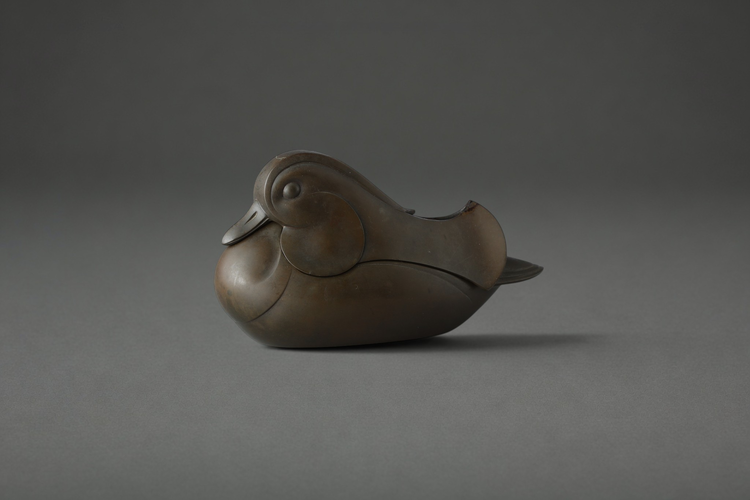 Cast Bronze Incense Burner in the Form of a Mandarin Duck