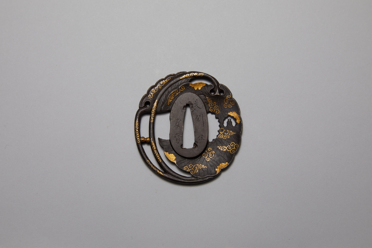 Iron Tsuba formed by two Aoi-leaves