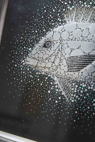Abstract Black and Silver Lacquer Painting 