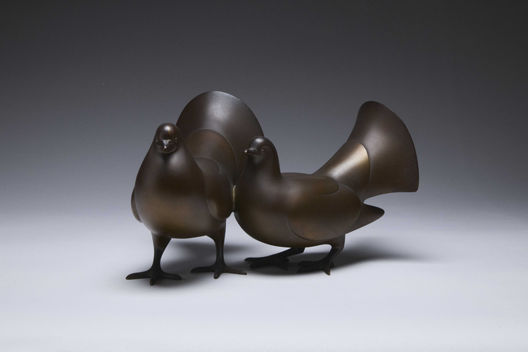 Bronze Pigeons by Inoue Tanshō (active 1920's)