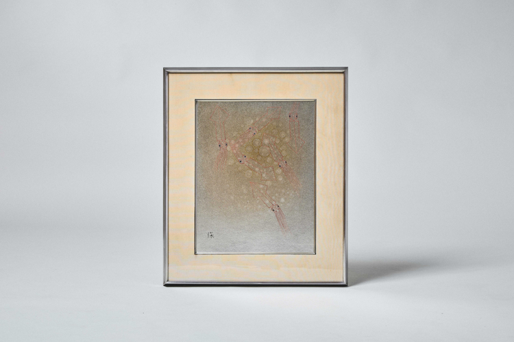 Silver Lacquer Painting 'Squids' 