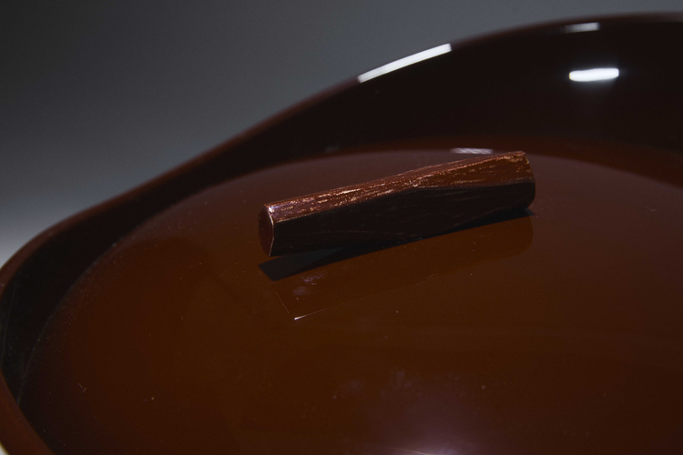 Dry Lacquered lidded container in kinma filled-in Lacquer 