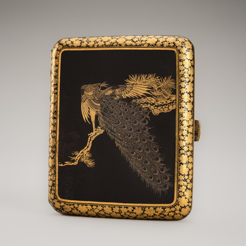 Komai Style Cigarette Case with Peacock and Pine