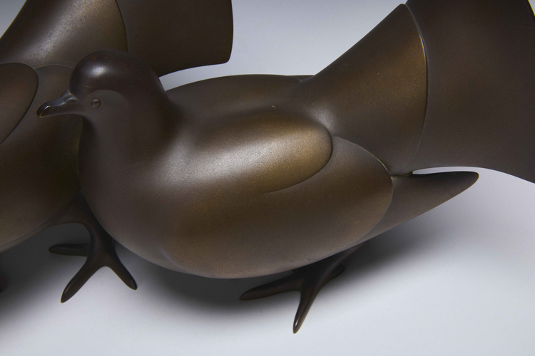 Bronze Pigeons by Inoue Tanshō (active 1920's)