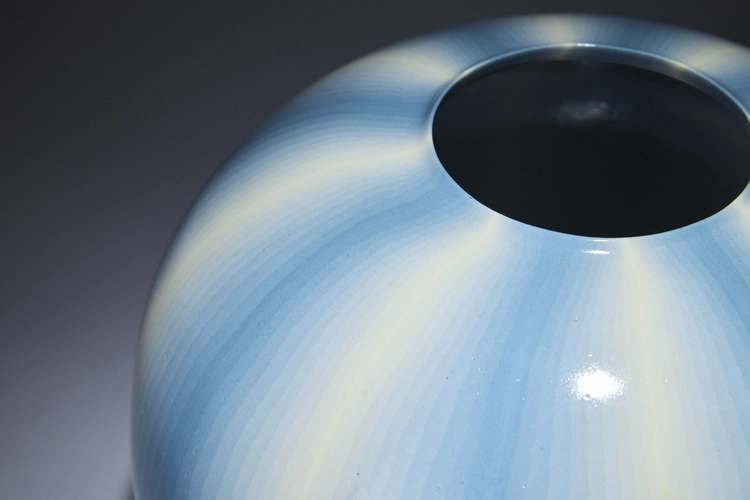 Neriage Jar with Stripe Pattern