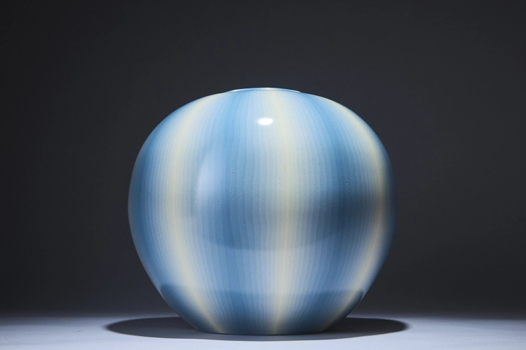 Neriage Jar with Stripe Pattern
