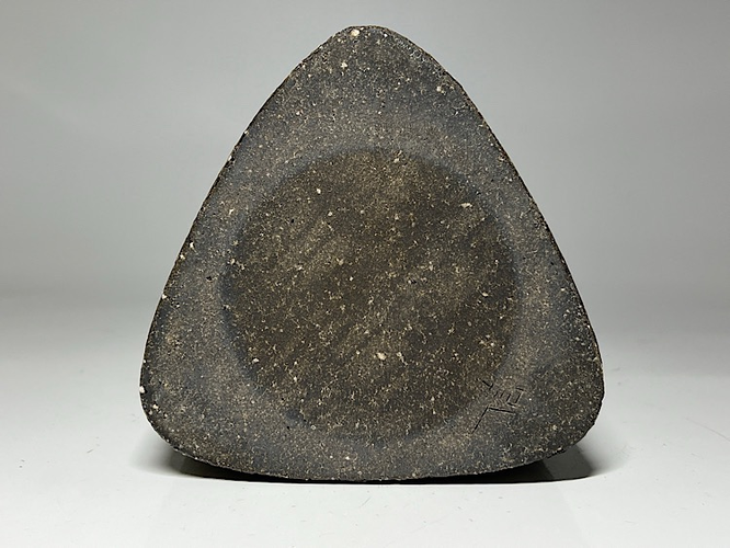Triangular-Form Ash-Glazed Stoneware Vase