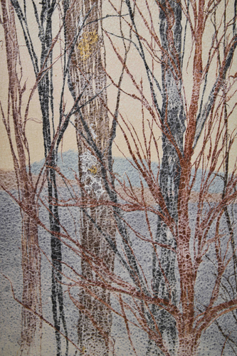 Two-Panel Folding Screen with Bare Trees and Distant Hills 