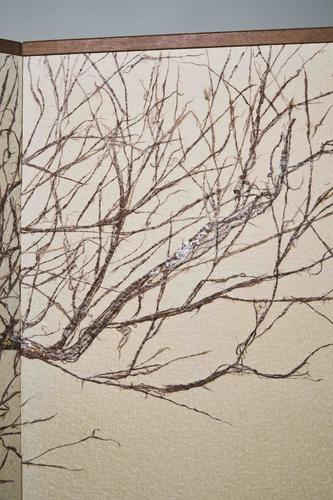 Two-Panel Folding Screen with Bare Trees and Distant Hills 