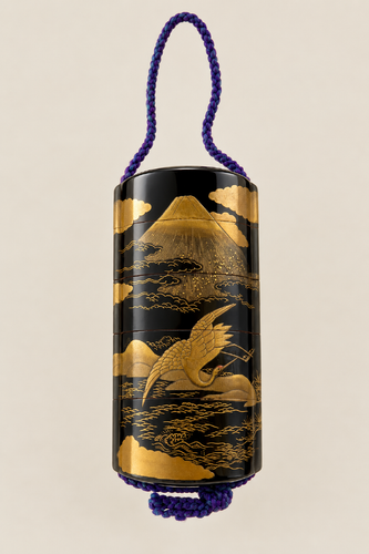 Inro with Crane and Mt. Fuji