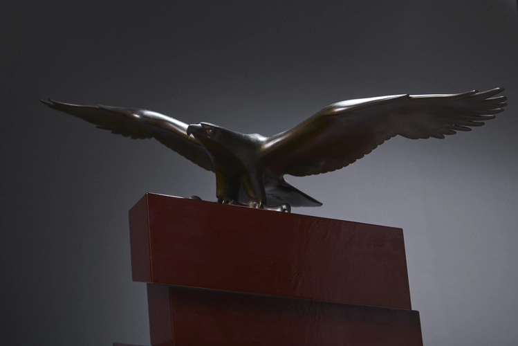Bronze Okimono of an Eagle on a Rock 