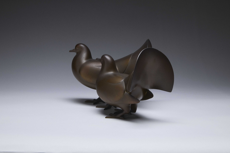Bronze Pigeons by Inoue Tanshō (active 1920's)