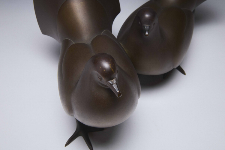 Bronze Pigeons by Inoue Tanshō (active 1920's)