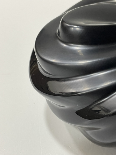Black Lacquer Object with Channelled Form 