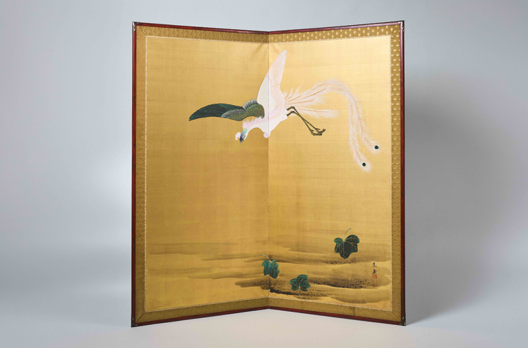 Two-Panel Folding Screen with Phoenix