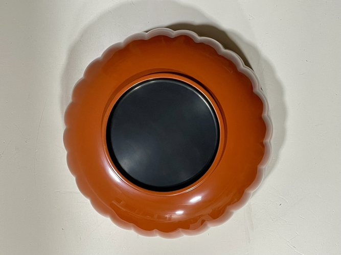 Red Lacquer Chrysanthemum Bowl (Kikubachi) 